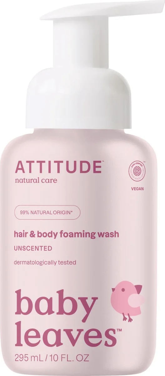 Attitude Baby Leaves 2-in-1 Hair & Body Foaming Wash Zonder Parfum 295ML
