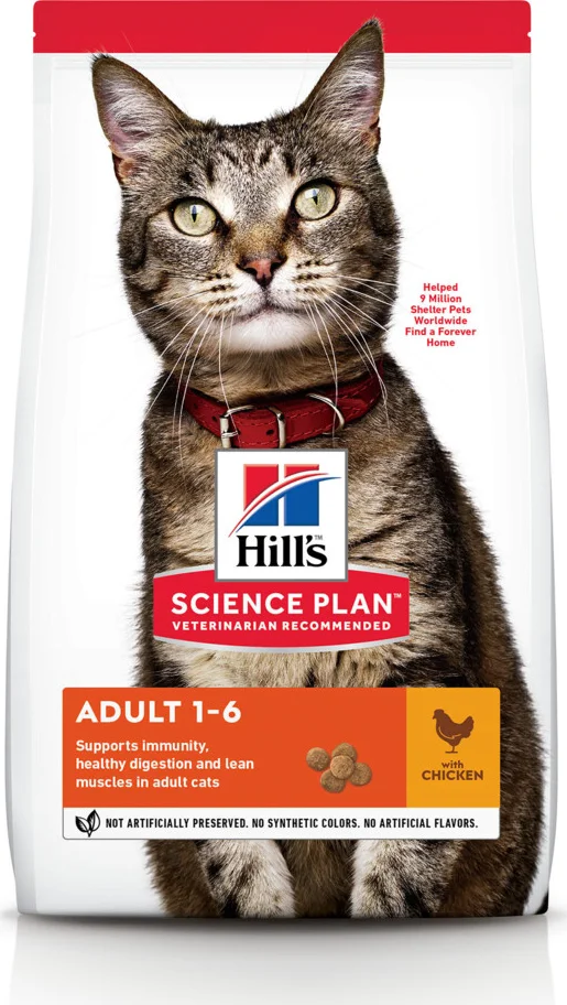 4x Hill's Feline Adult Kip 3 kg