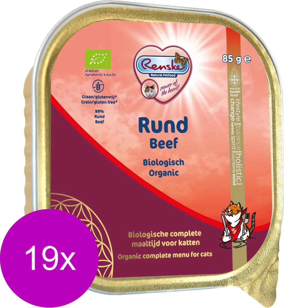 19x Renske Bio Vers Gestoomd Kattenvoer Nat Rund 85 gr