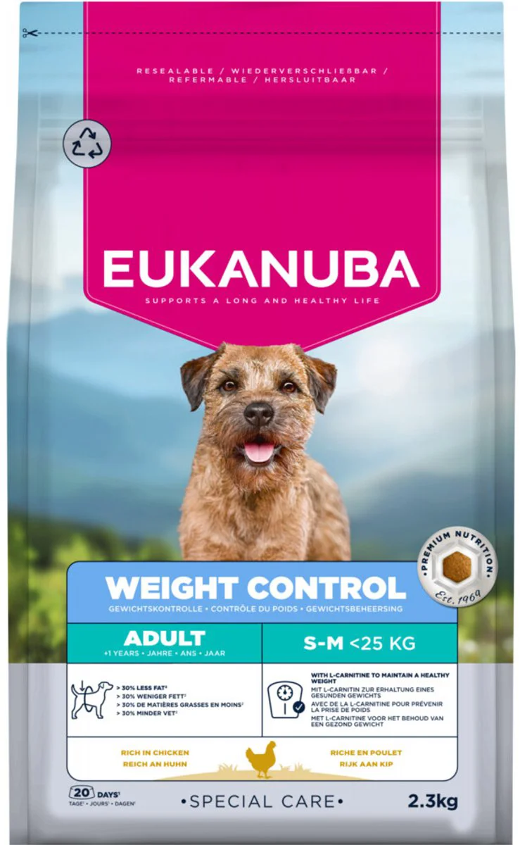 3x Eukanuba Hondenvoer Droog Special Care Adult Small/Medium Weight Control 2,3 kg