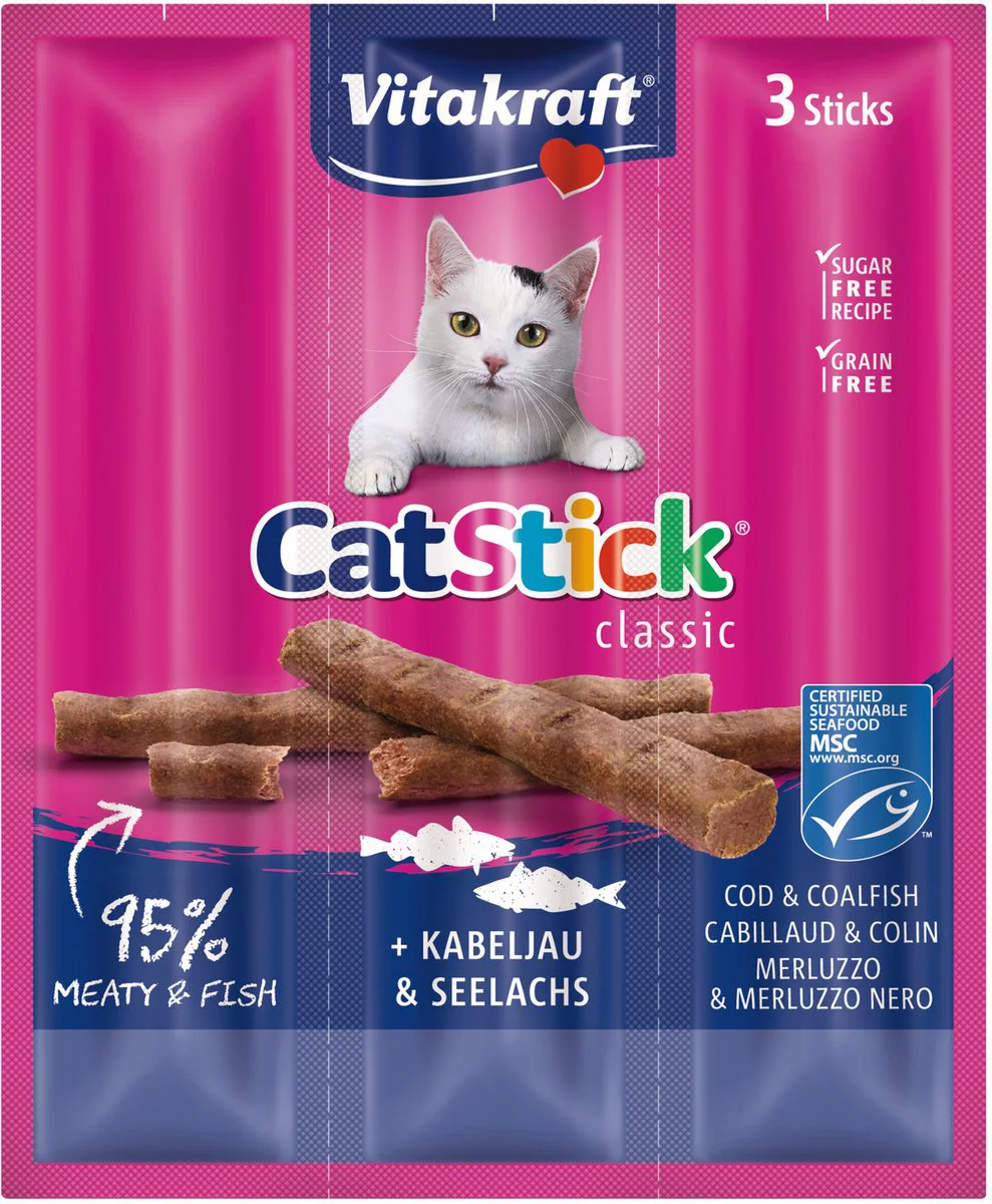 Vitakraft Cat-stick Kabeljauw - Koolvis 3 stuks