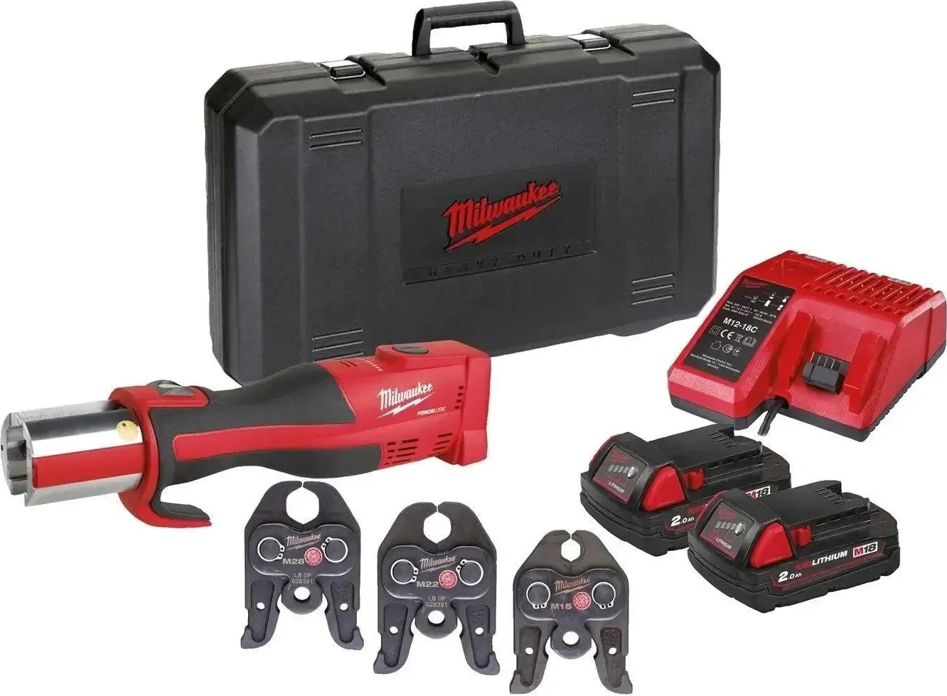 Milwaukee M18 BLHPT-202C M-Set FORCE LOGIC™ Accu hydraulische perstool 18V 2.0Ah in koffer - 4933451133