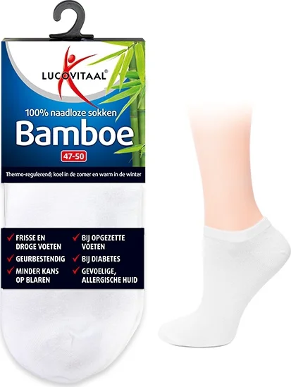 Lucovitaal Bamboe Enkelsokken Wit 43-46 1PR