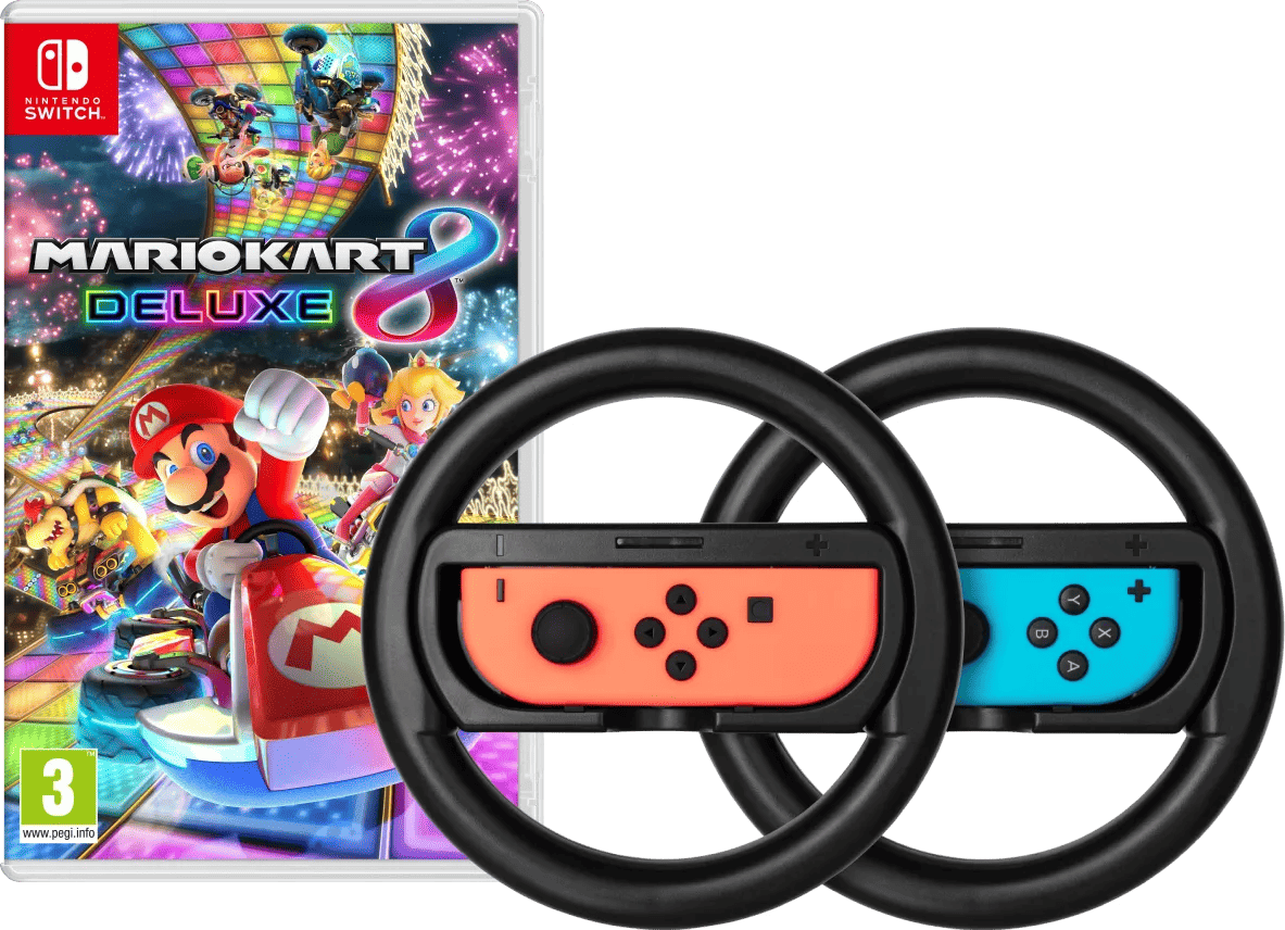 Mario Kart 8 Deluxe + BlueBuilt Stuurtjes voor Nintendo Switch