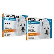 2x Frontline Spot On Anti Vlooien en Teken Druppels Hond S 2 tot 10 kg 3 pipetten