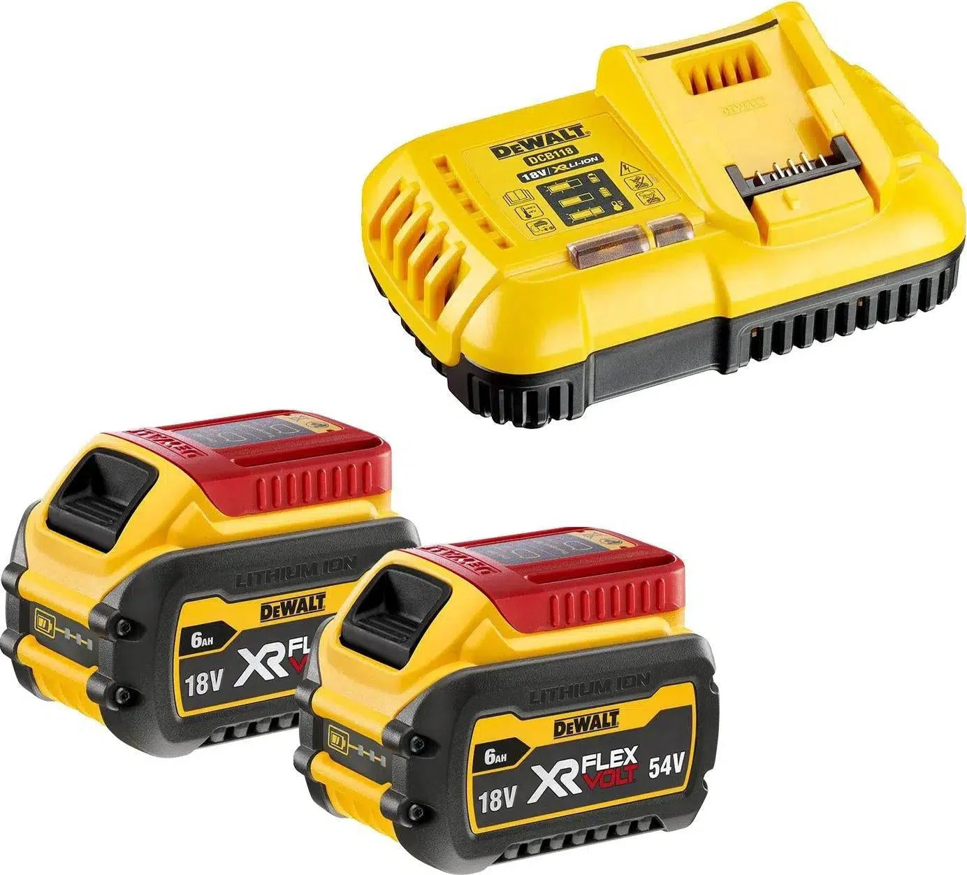 DeWALT DCB118T2 Starterset 2x DCB546 Accu 6.0Ah 54V XR FlexVolt + Snellader DCB118