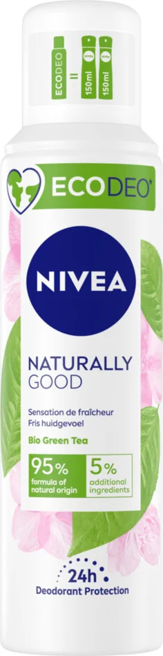 3x NIVEA Deodorant Spray Naturally Good Green Tea 125 ml