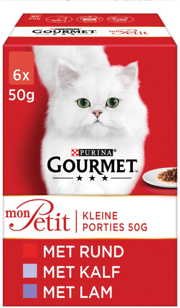 Gourmet Mon Petit Kattenvoer Nat Vlees 6 x 50 gr