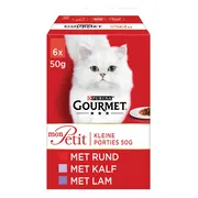 Gourmet Mon Petit Kattenvoer Nat Vlees 6 x 50 gr