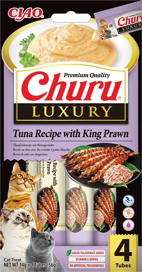 Ciao Kattensnack Churu Luxury Tuna & King Prawn 4 x 14 gr
