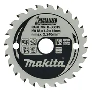 Makita Cirkelzaagblad voor Laminaat | Specialized: Gemelamineerd | Ø 85mm Asgat 15mm 24T - B-33819