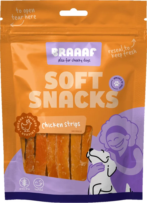 Braaaf Hondensnack Reepjes Kip 85 gr