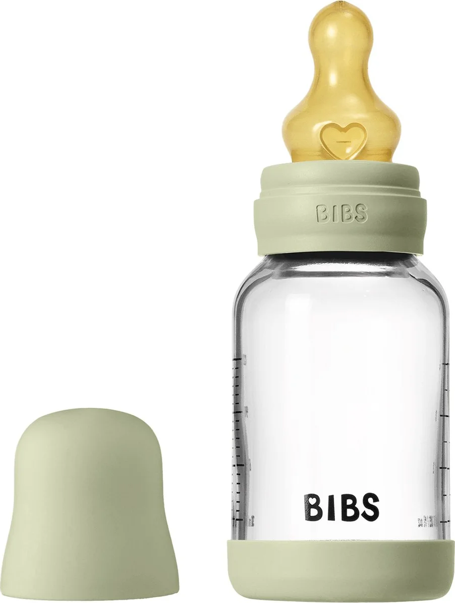 BIBS Glas Latex Slow Flow Babyfles 0+ Maanden Sage