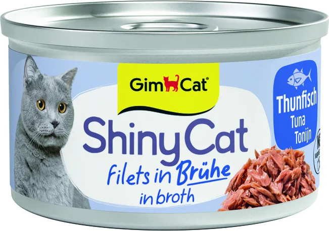 GimCat Kattenvoer Nat ShinyCat Filets in Bouillon Tonijn 70 gr