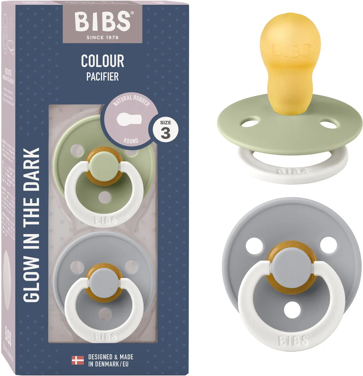 BIBS Glow Fopspeen 18+ Maanden Sage/Cloud 2ST