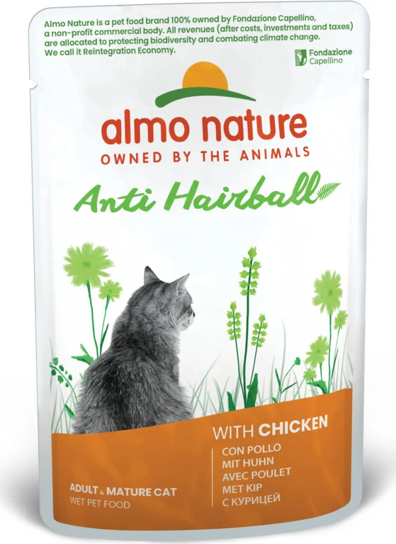 60x Almo Nature Kattenvoer Nat Anti-Haarbal Kip 70 gr