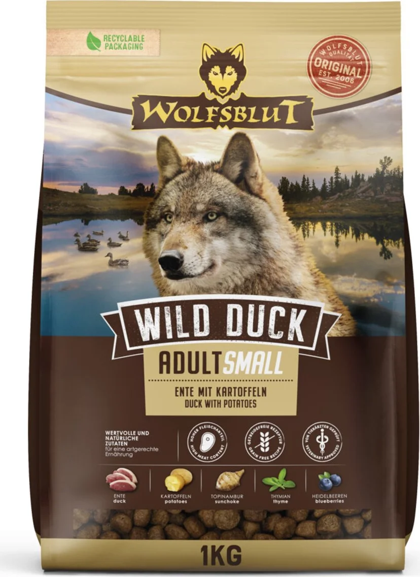 5x Wolfsblut Wild Duck Adult S-Breed 1 kg