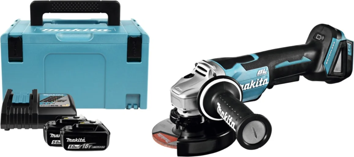 Makita DGA508RTJ Accu Haakse Slijper 125mm 18V 5.0Ah in Mbox