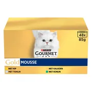 Gourmet Gold Kattenvoer Nat Mousse Multipack Kip & Tonijn & Kalkoen & Konijn 48 x 85 gr