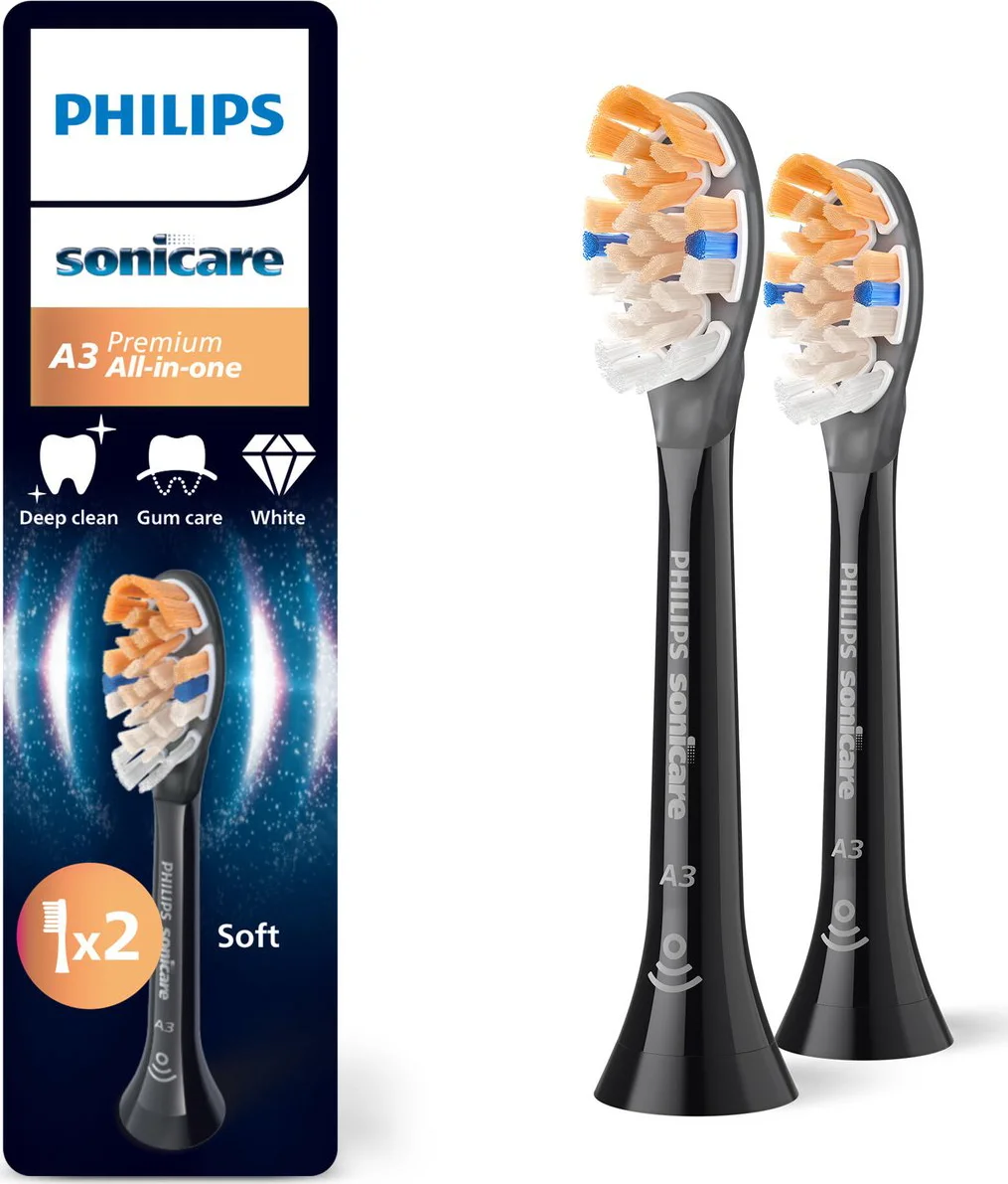 Philips Sonicare Opzetborstels A3 Premium All-in-One Zwart 2 stuks