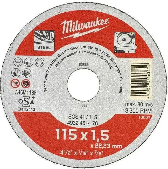 Milwaukee Dunne metaal snijschijf, contractor series SCS 41/115 x 1,5 x 22 mm opdrachtnemer series - 4932451476