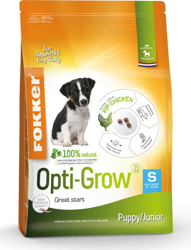 3x Fokker Opti-Grow Hondenvoer S 2,5 kg