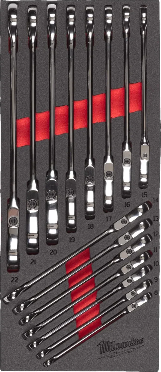 Milwaukee TOOLGUARD™ Foam inlay MAXBITE™ ringsteeksleutelset met ratel en flexkop 15-delig - 4932479829