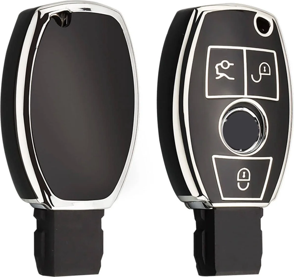 Autosleutel Hoesje geschikt voor Mercedes - Sleutelcover - TPU Cover Sleutelhoes - Accessoires - zwart
