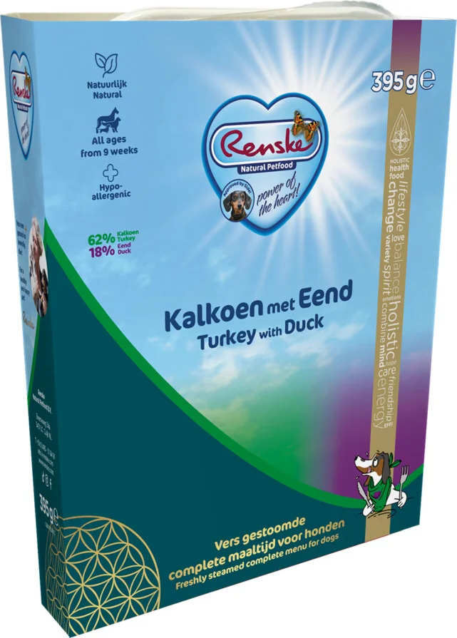 Renske Vers Gestoomd Complete Menu Hondenvoer Nat Kalkoen - Eend 395 gr