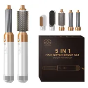 Golden Goods® Airstyler - Multistyler - Föhnborstel Wit- Krultang 5 in 1 - Krulborstel tot 110ºC - Hairwrap Föhn met 5 opzetstukken - 1000W Haardroger Styler - Incl. Hittebestendige Handschoen