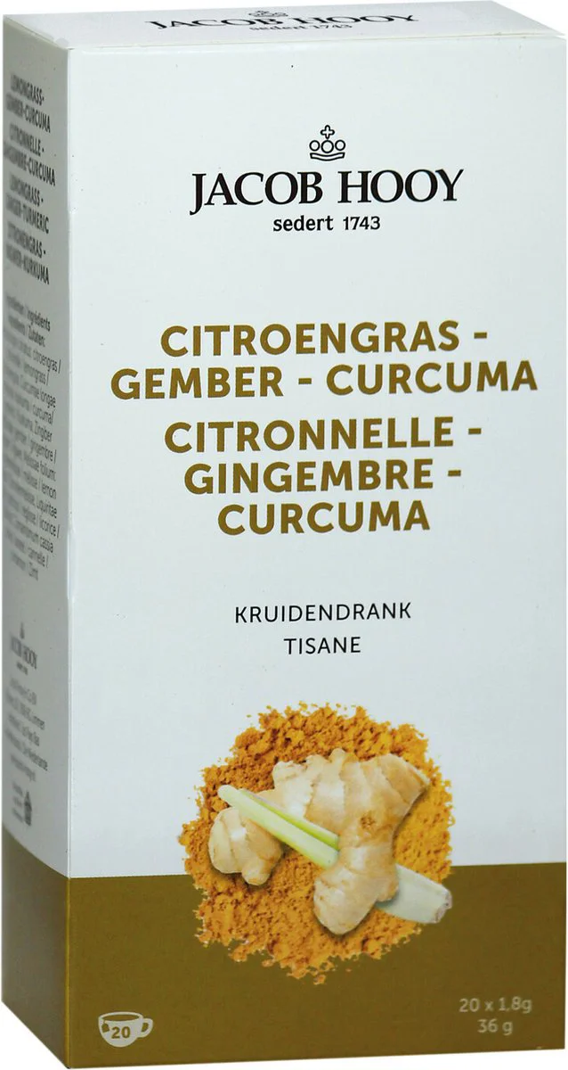 Jacob Hooy Citroengras Gember Curcuma Kruidendrank 20ST