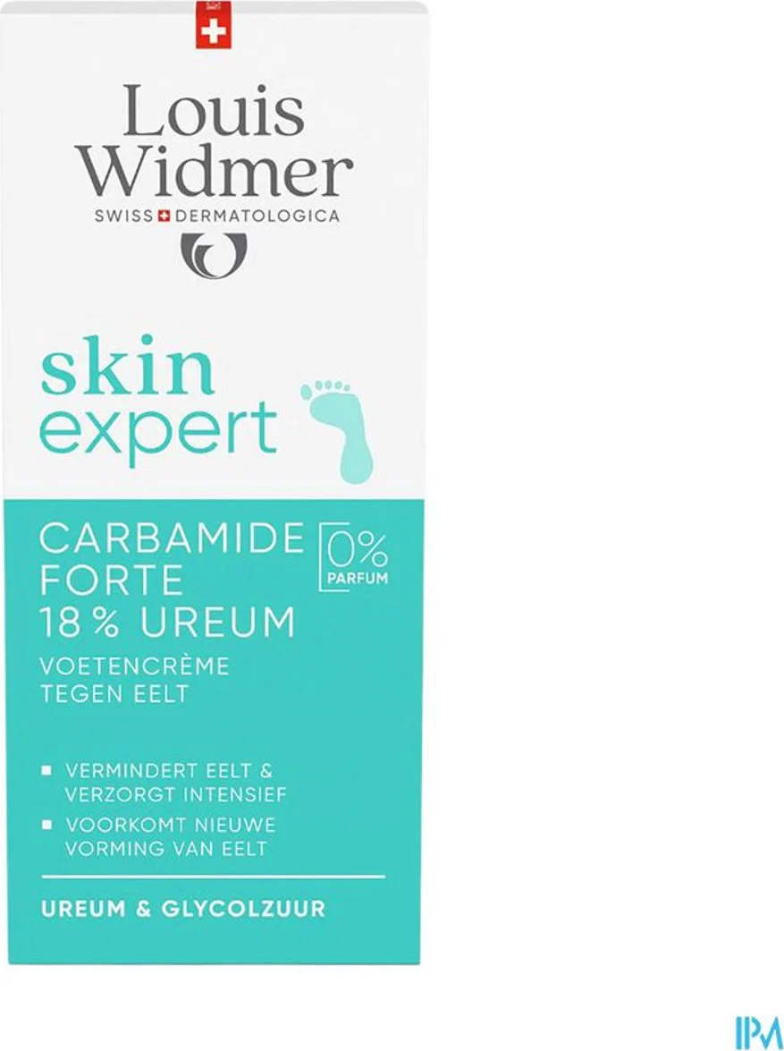 Louis Widmer Skinexpert Carbamide Forte 18 % Ureum Voetencrème tegen Eelt Ongeparfumeerd 50ml