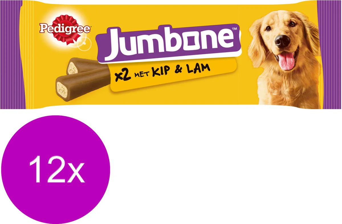 12x Pedigree Jumbone Hondensnacks Medium Kip & Lam