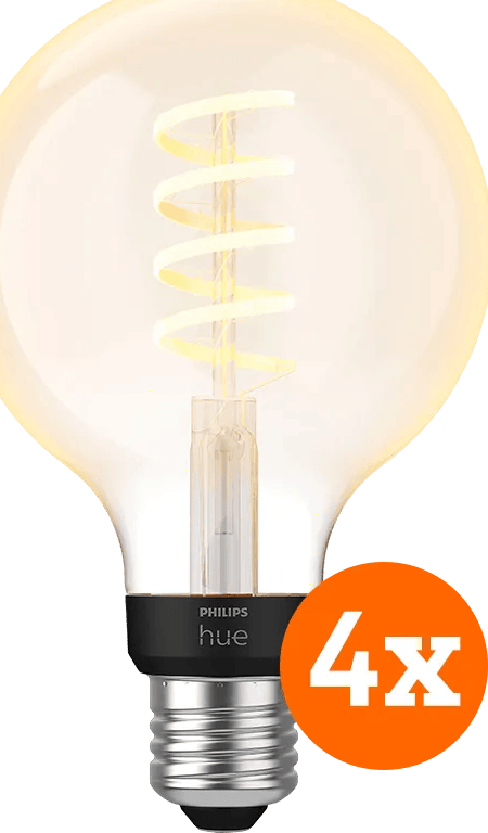 Philips Hue Filamentlamp White Ambiance Globe E27 4-pack