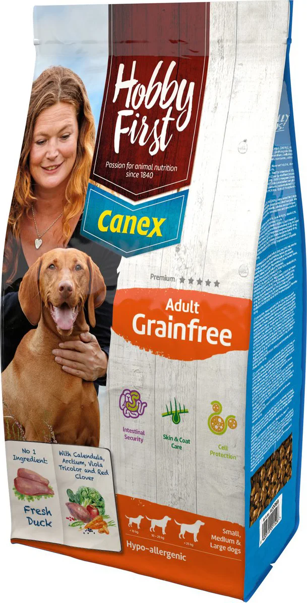 HobbyFirst Canex Hondenvoer Adult Graanvrij Eend 12 kg