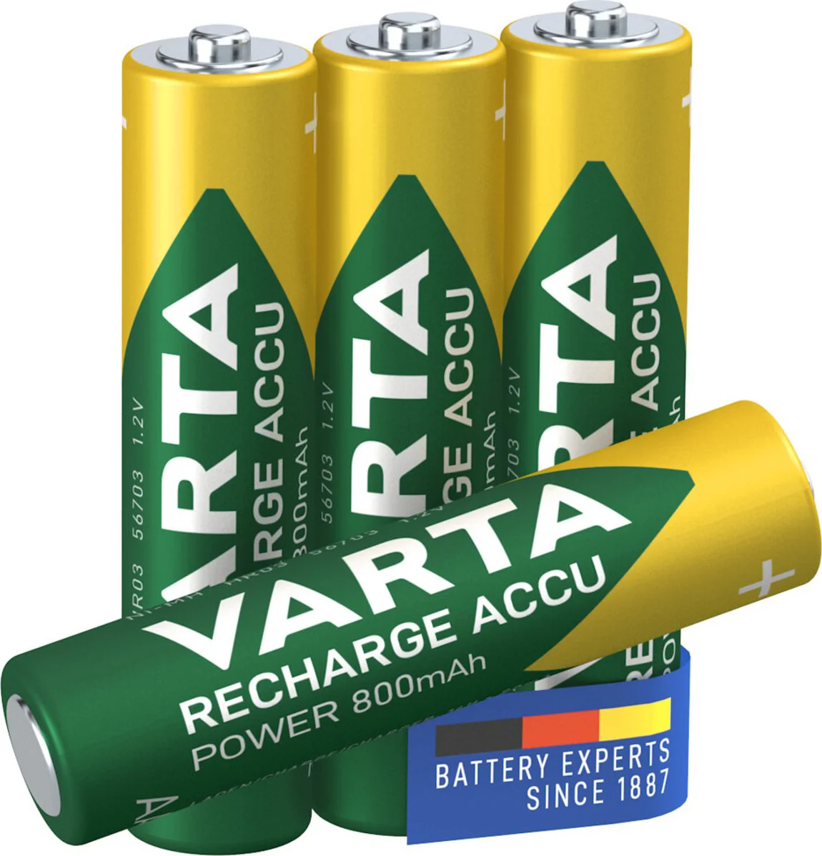 8x Varta Recharge Accu Power Oplaadbare Batterijen AAA 800mAh 4 stuks