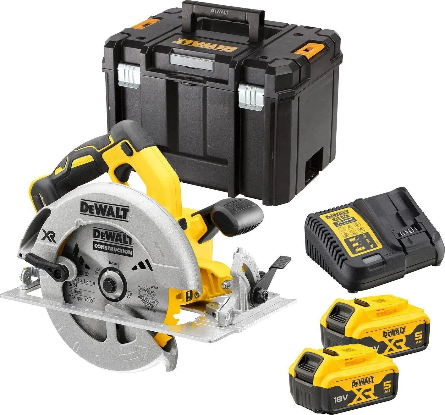 DeWALT DCS570P2 Accu cirkelzaag 184mm 18V XR 5.0Ah in TSTAK