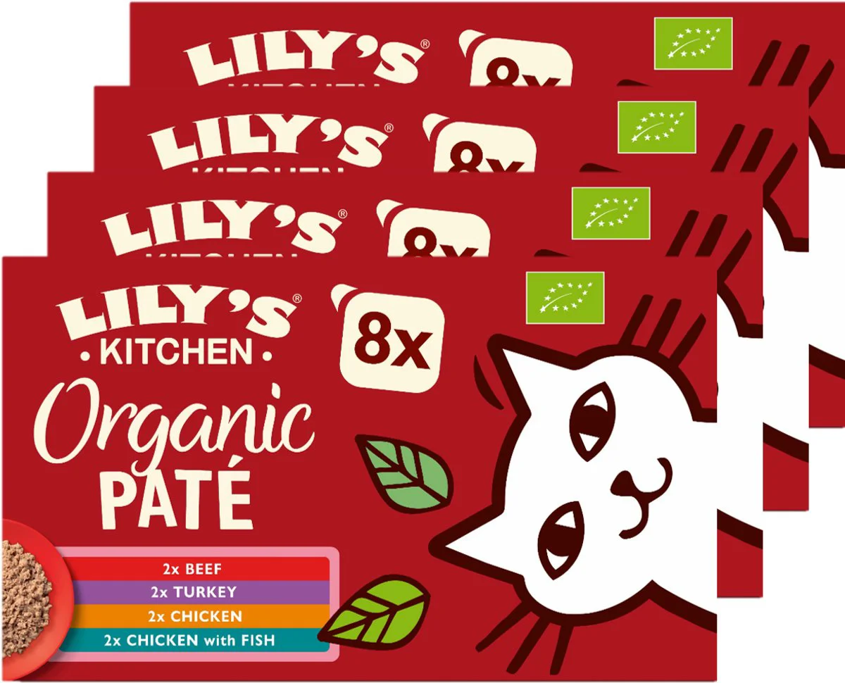4x Lily's Kitchen Kattenvoer Nat Organic Paté Multipack 8x85 gr