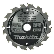 Makita Cirkelzaagblad voor Hout | Specialized | Ø 136mm Asgat 20mm 16T - B-33532