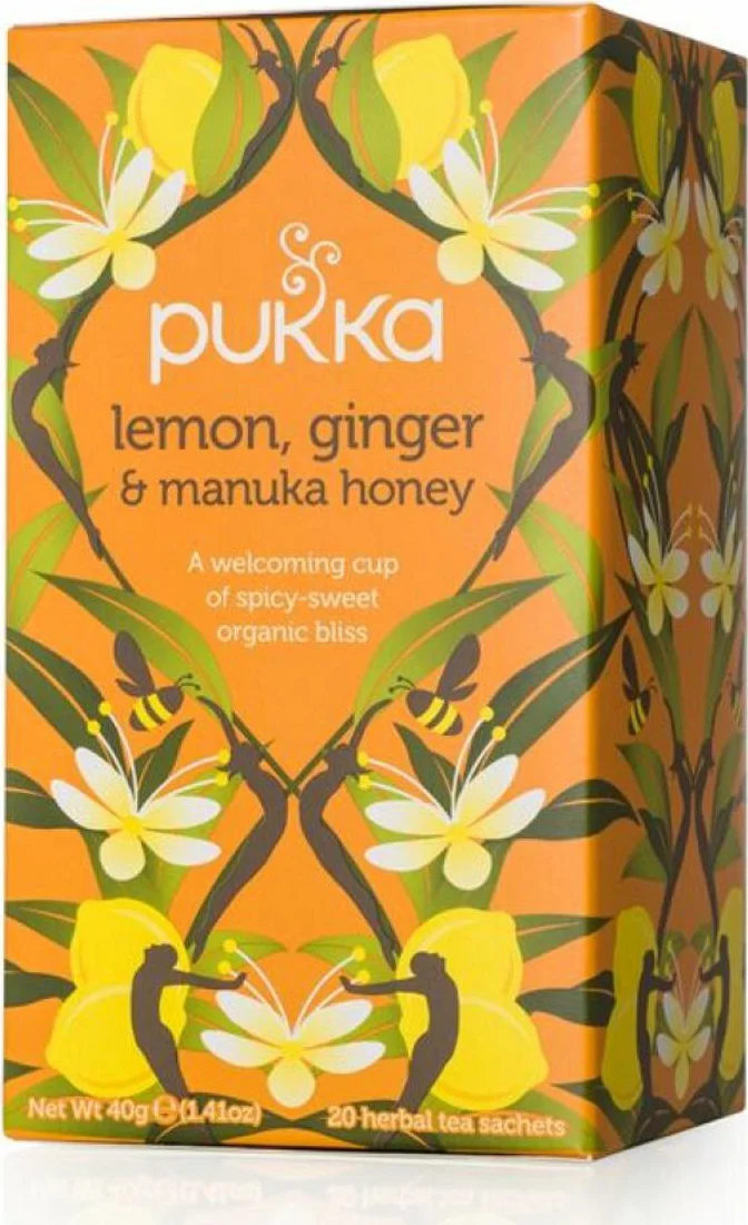 3x Pukka Biologische Thee Lemon Ginger Momile Gingera Manuka Honey 20 stuks