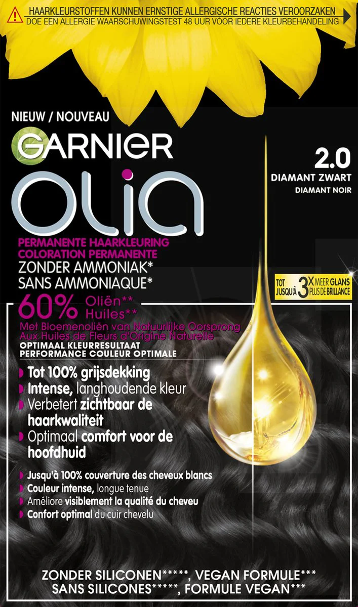 Garnier Olia Permanente Crèmekleuring 2.0 Diamant Zwart
