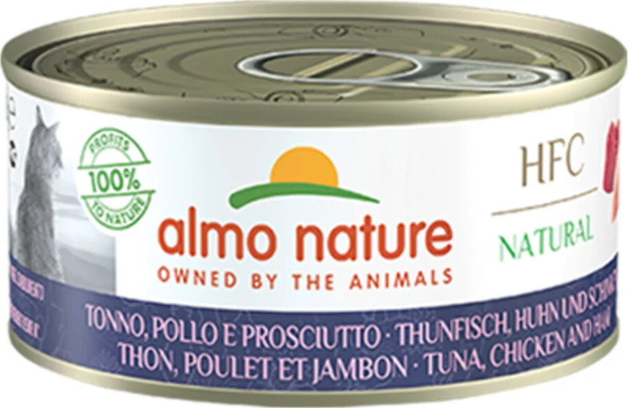 48x Almo Nature HFC Natural Kattenvoer Nat Tonijn, Kip & Ham 150 gr