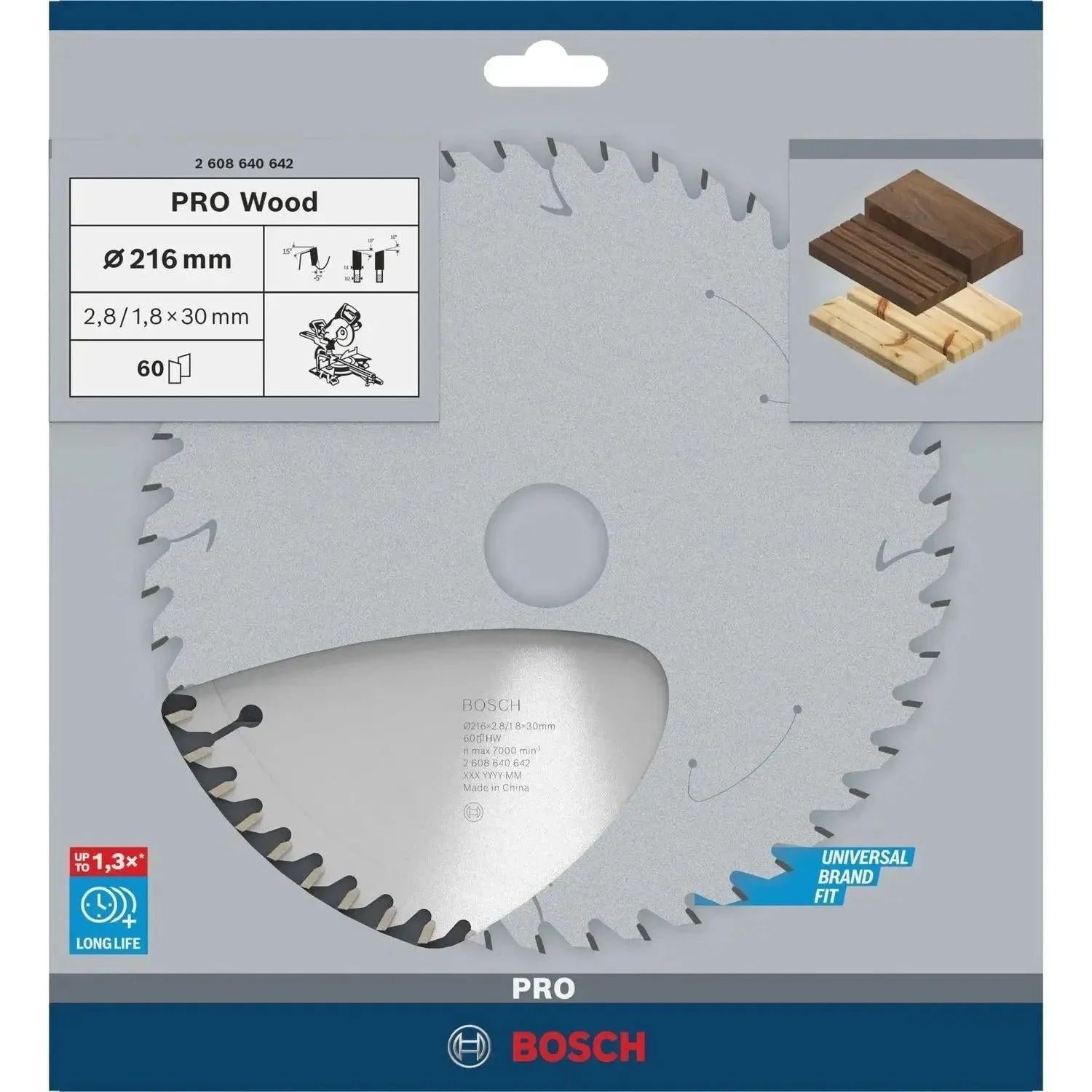 Bosch Professional Cirkelzaagblad PRO Wood | Ø 216 x 2,8 x 30mm 60T - 2608640642
