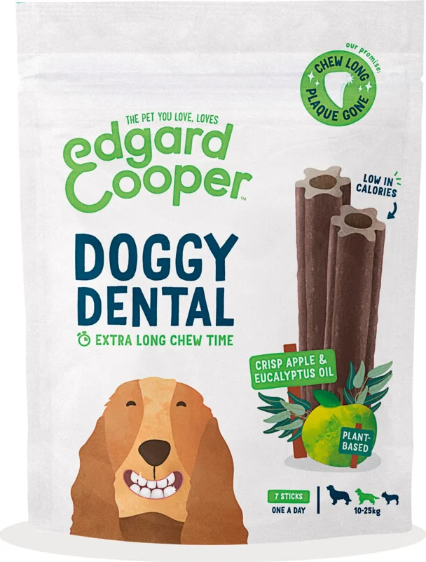 8x Edgard & Cooper Doggy Dental Sticks Medium Appel - Eucalyptusolie