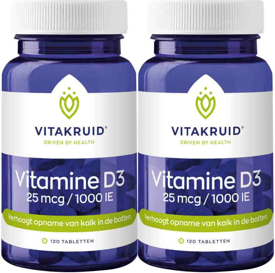 2x Vitakruid Vitamine D3 25 mcg 120 tabletten