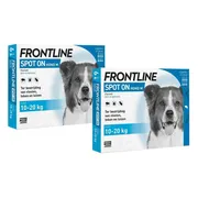 2x Frontline Spot On Anti Vlooien en Teken Druppels Hond 10 - 20 kg 6 pipetten