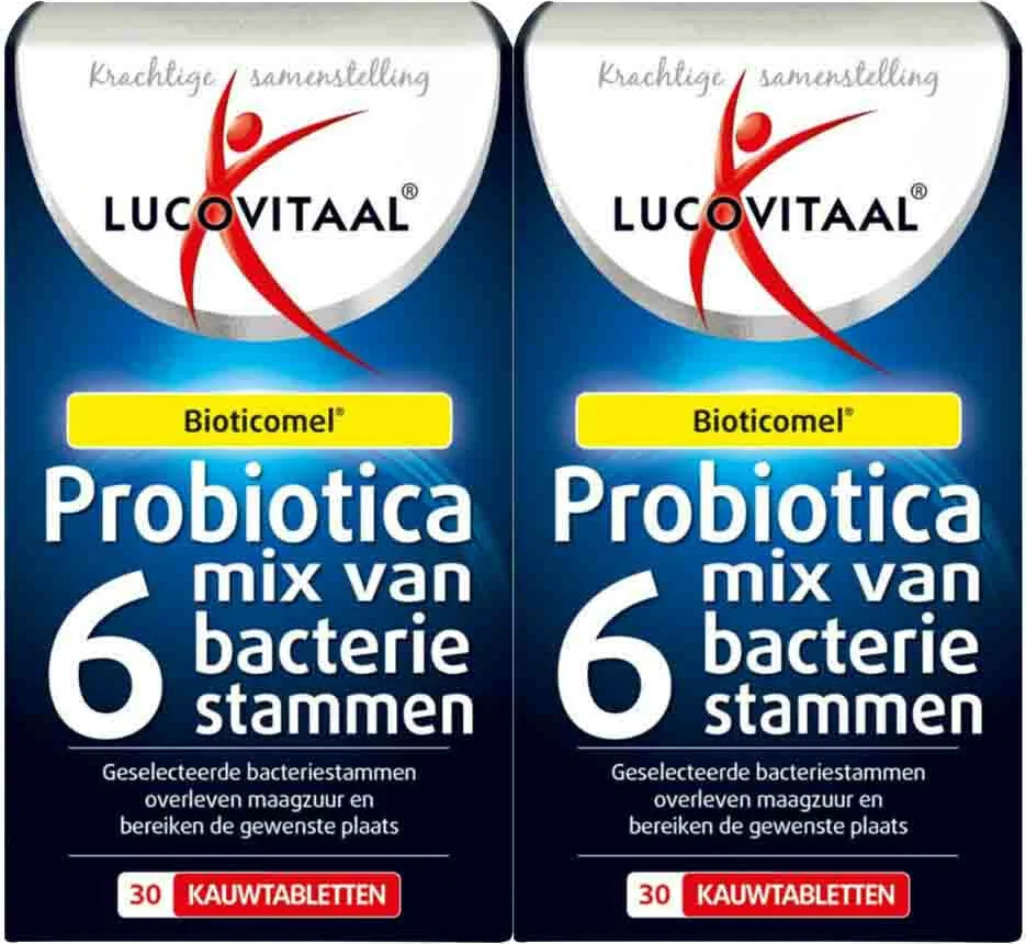 2x Lucovitaal Probiotica Mix van 6 Bacteriënstammen 30 kauwtabletten