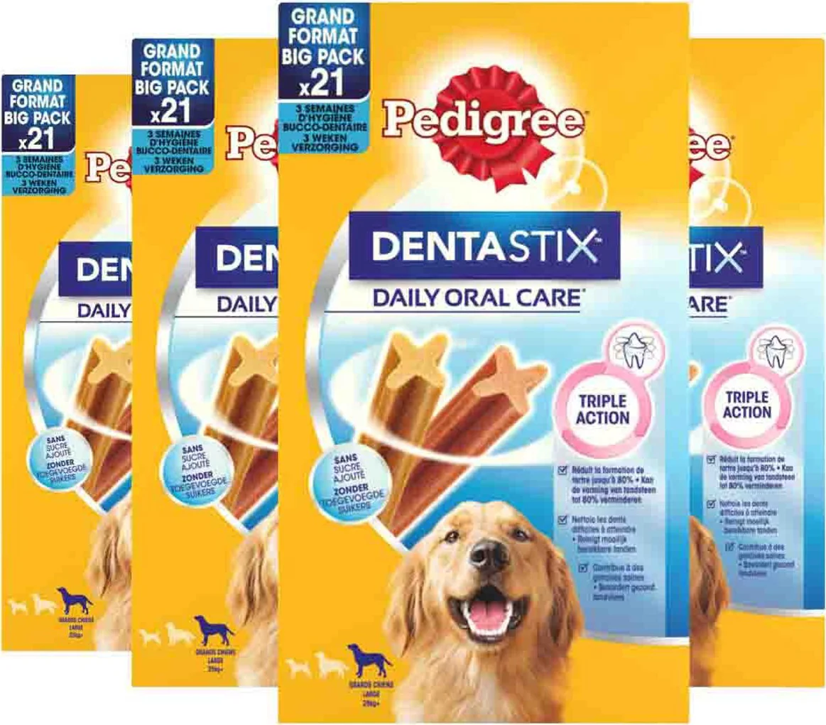 4x Pedigree Hondensnack Multipack Dentastix 21 stuks