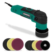 VONROC Excentrische polijstmachine - poetsmachine – 400W – Ø50 en Ø75MM – met soft start en constant power electronics - Incl. 8 polijstschijven en 2 steunschijven