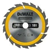 DeWALT Cirkelzaagblad voor Hout | Construction | Ø 160mm Asgat 20mm 18T - DT1931-QZ